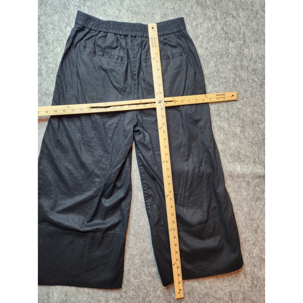 Banana Republic Womens Black Linen Blend Wide Leg Cropped Pants Size S High Rise - Picture 9 of 14